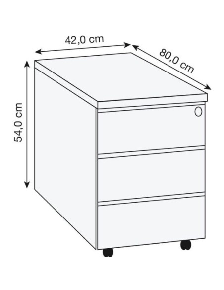 Rollcontainer lichtgrau 3 Auszüge