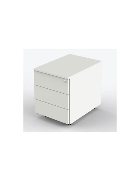 Rollcontainer Milano 4647 Holz weiss, 3 normale Schubladen, abschliessbar