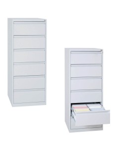 Wolfstahl Karteischrank stahl 6 Schubladen 53 x 62 x 132 cm lichtgrau