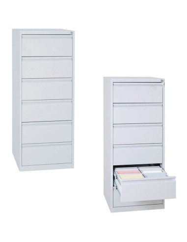 Wolfstahl Karteischrank stahl 6 Schubladen 53 x 62 x 132 cm lichtgrau