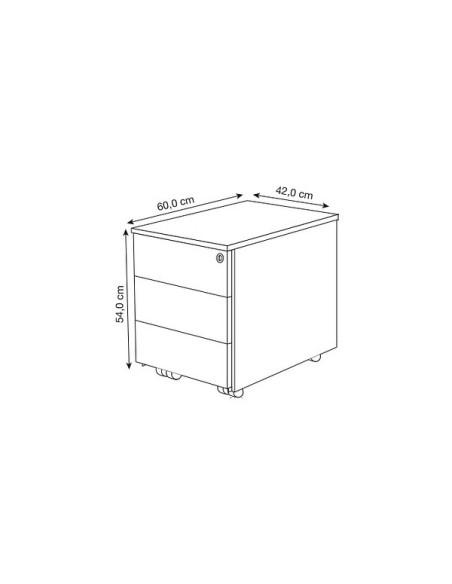 Rollcontainer Milano 4647 Holz weiss, 3 normale Schubladen, abschliessbar
