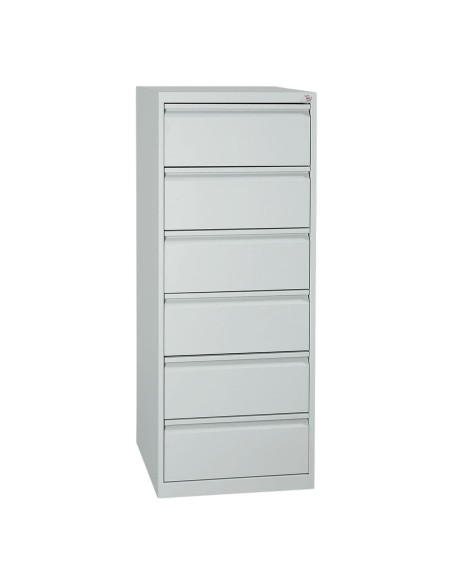 Wolfstahl Karteischrank stahl 6 Schubladen 53 x 62 x 132 cm lichtgrau