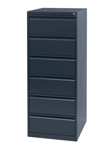 Wolfstahl Karteischrank stahl 6 Schubladen 53 x 62 x 132 cm schwarz