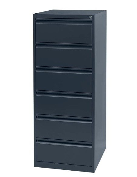 Wolfstahl Karteischrank stahl 6 Schubladen 53 x 62 x 132 cm schwarz