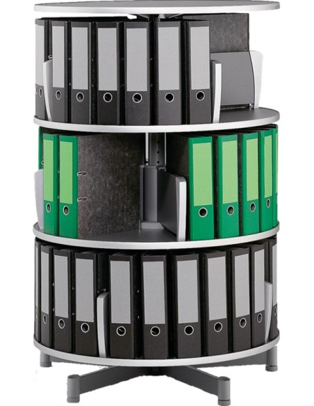 Wolfstahl Ordnersäule 3 Etagen, bis zu 72 Ordner, Etagen einzeln drehbar, Höhe 126 cm