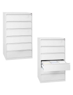 Wolfstahl Karteischrank stahl 6 Schubladen 76 x 62 x 132 cm reinweiss