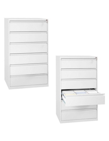 Wolfstahl Karteischrank stahl 6 Schubladen 76 x 62 x 132 cm reinweiss