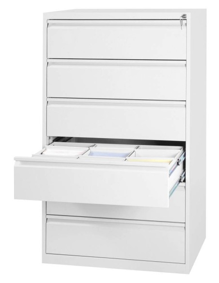 Wolfstahl Karteischrank stahl 6 Schubladen 76 x 62 x 132 cm reinweiss
