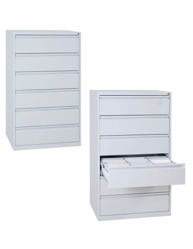 Wolfstahl Karteischrank stahl 6 Schubladen 76 x 62 x 132 cm lichtgrau