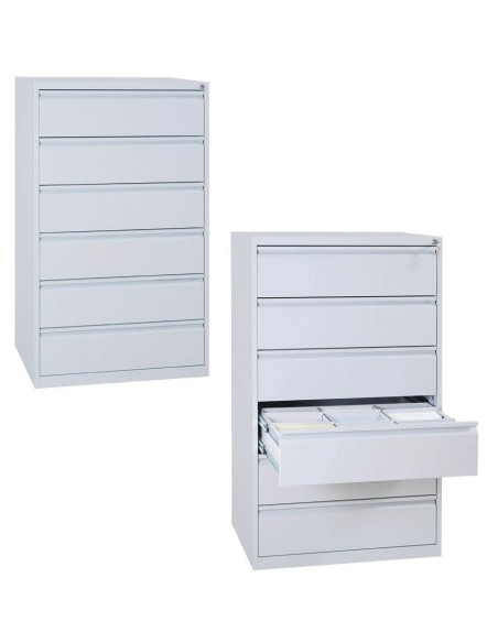 Wolfstahl Karteischrank stahl 6 Schubladen 76 x 62 x 132 cm lichtgrau