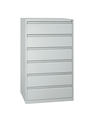 Wolfstahl Karteischrank stahl 6 Schubladen 76 x 62 x 132 cm lichtgrau