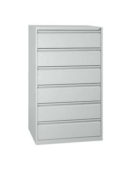 Wolfstahl Karteischrank stahl 6 Schubladen 76 x 62 x 132 cm lichtgrau