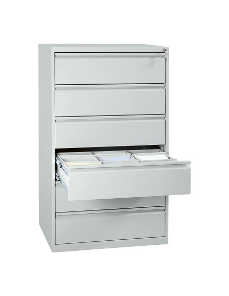 Wolfstahl Karteischrank stahl 6 Schubladen 76 x 62 x 132 cm lichtgrau