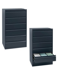 Wolfstahl Karteischrank stahl 6 Schubladen 76 x 62 x 132 cm schwarz