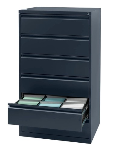 Wolfstahl Karteischrank stahl 6 Schubladen 76 x 62 x 132 cm schwarz