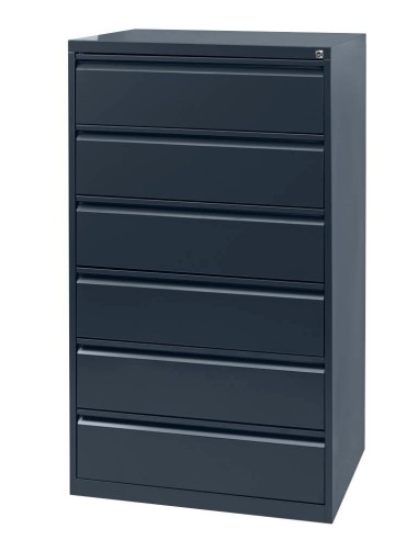 Wolfstahl Karteischrank stahl 6 Schubladen 76 x 62 x 132 cm schwarz