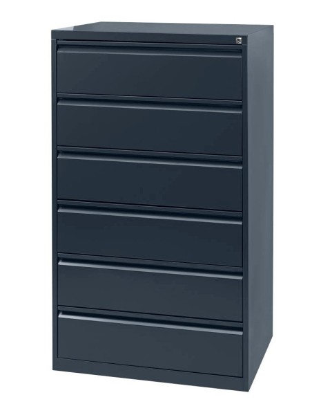 Wolfstahl Karteischrank stahl 6 Schubladen 76 x 62 x 132 cm schwarz