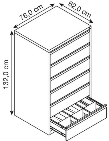 Wolfstahl Karteischrank stahl 6 Schubladen 76 x 62 x 132 cm schwarz