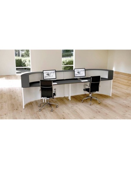 Empfangstheke Cento 7 für 2 Personen, weiss, anthrazit 360,0 x 80,0 x 110,0 cm