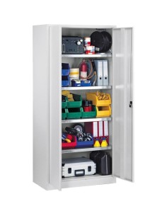 Wolfstahl Werkstatt Stahlschrank - Materialschrank Lichtgrau abschliessbar 92x42x195cm, zerlegt