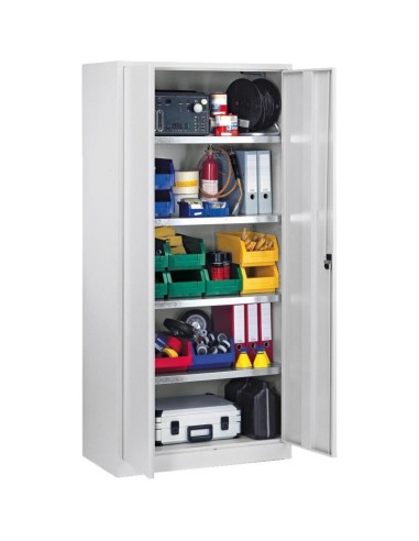 Wolfstahl Werkstatt Stahlschrank - Materialschrank Lichtgrau abschliessbar 92x42x195cm, zerlegt