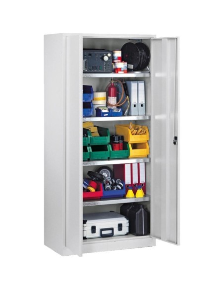 Wolfstahl Werkstatt Stahlschrank - Materialschrank Lichtgrau abschliessbar 92x42x195cm, zerlegt