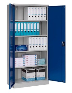 Wolfstahl Büro Stahlschrank - Aktenschrank Enzianblau-Lichtgrau abschliessbar 92x42x195cm, zerlegt