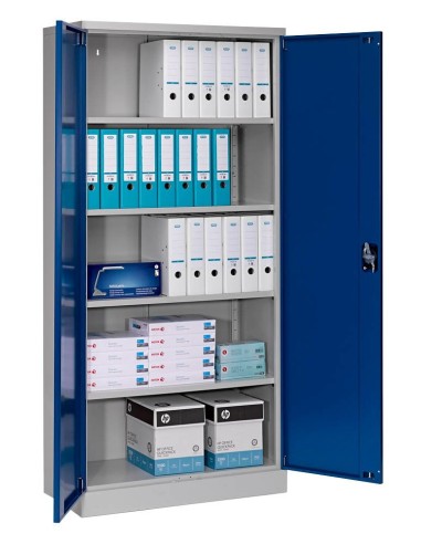 Wolfstahl Büro Stahlschrank - Aktenschrank Enzianblau-Lichtgrau abschliessbar 92x42x195cm, zerlegt