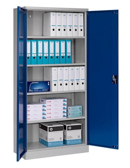 Wolfstahl Büro Stahlschrank - Aktenschrank Enzianblau-Lichtgrau abschliessbar 92x42x195cm, zerlegt