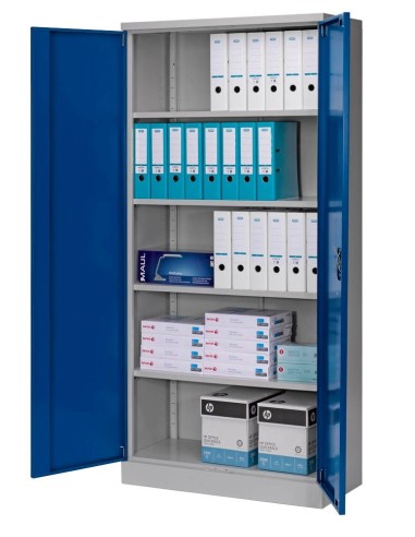 Wolfstahl Büro Stahlschrank - Aktenschrank Enzianblau-Lichtgrau abschliessbar 92x42x195cm, zerlegt
