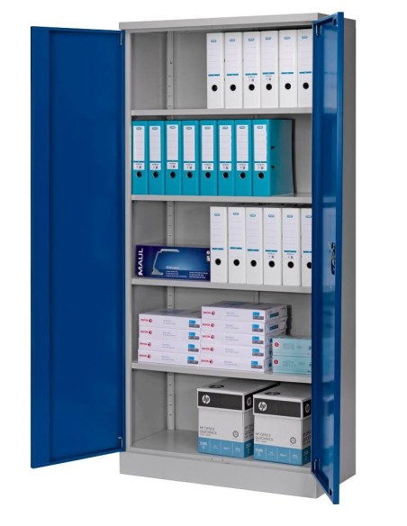 Wolfstahl Büro Stahlschrank - Aktenschrank Enzianblau-Lichtgrau abschliessbar 92x42x195cm, zerlegt