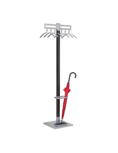 Garderobenständer Montana 6550, mit Hutablage, Metall, silber, schwarz