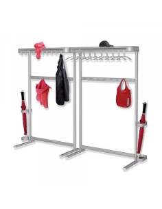 Garderobenständer Sevilla 6186, mit 8 Haken, mit Schirmständer, mit Hutablage, Metall, silber 2