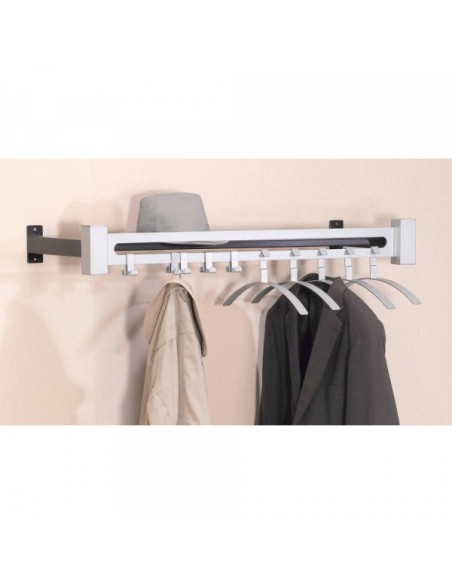 Wandgarderobe Montana 6551, Metall, ohne Haken, mit Hutablage, silber, 1 Stück