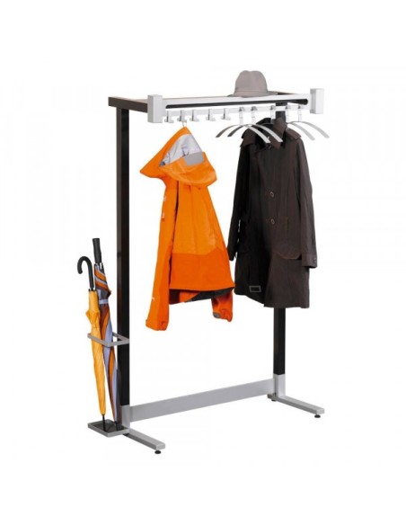 Garderobenständer Montana 6553, mit Hutablage, Metall, silber, schwarz