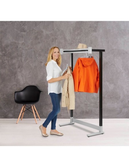 Garderobenständer Montana 6553, mit Hutablage, Metall, silber, schwarz