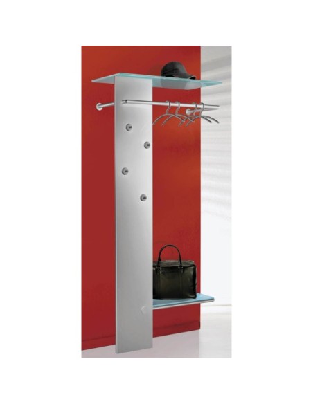 Garderobenständer Kent 6765, mit 4 Haken, mit Hutablage, mit Schuhablage, Glas, silber