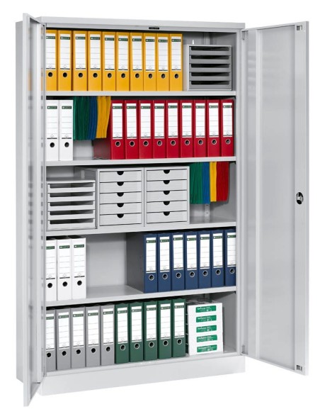 Wolfstahl Büro Stahlschrank - Aktenschrank Lichtgrau abschliessbar 120x42x195cm, aufgebaut