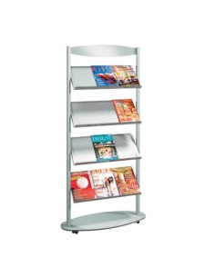 Prospektregal Sirius mobil silber DIN A4 78 x 34 x 163 cm