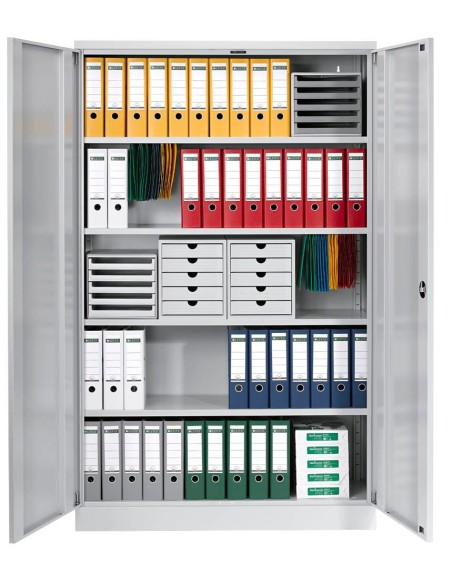 Wolfstahl Büro Stahlschrank - Aktenschrank Lichtgrau abschliessbar 120x42x195cm, aufgebaut