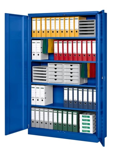 Wolfstahl Büro Stahlschrank - Aktenschrank Enzianblau abschliessbar 120x42x195cm, aufgebaut