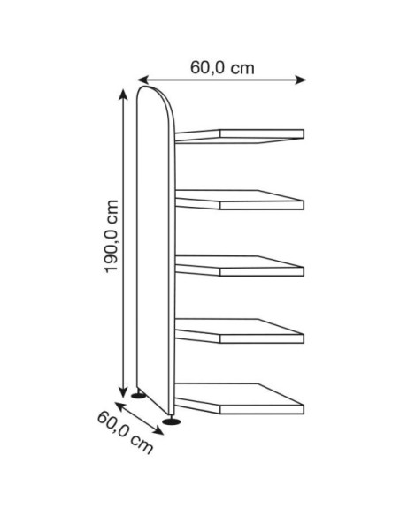 Dante Eckregal weiss 5 Fachböden