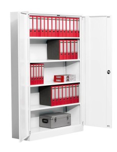 Wolfstahl Büro Stahlschrank - Aktenschrank Weiss abschliessbar 120x42x195cm, aufgebaut