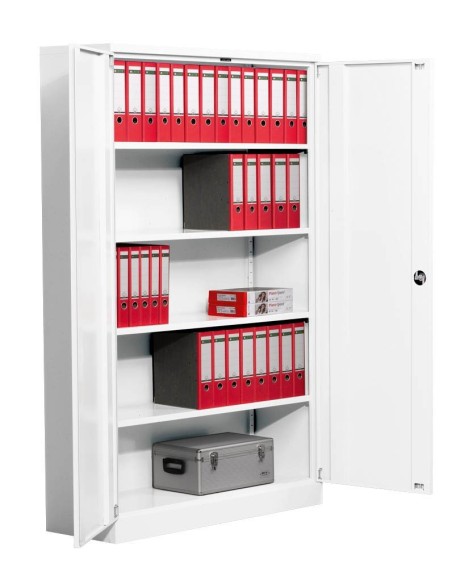 Wolfstahl Büro Stahlschrank - Aktenschrank Weiss abschliessbar 120x42x195cm, aufgebaut