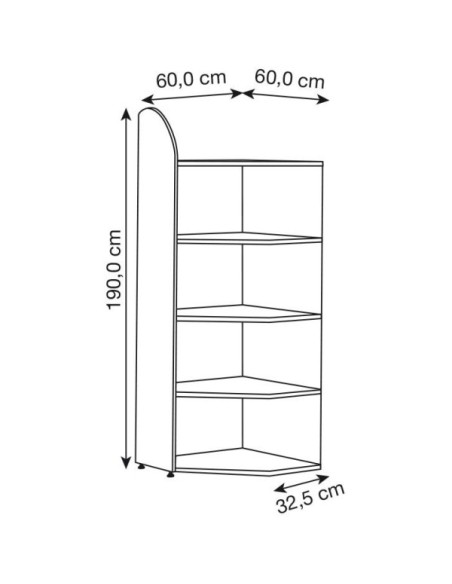 Dante Eckregal weiss 5 Fachböden