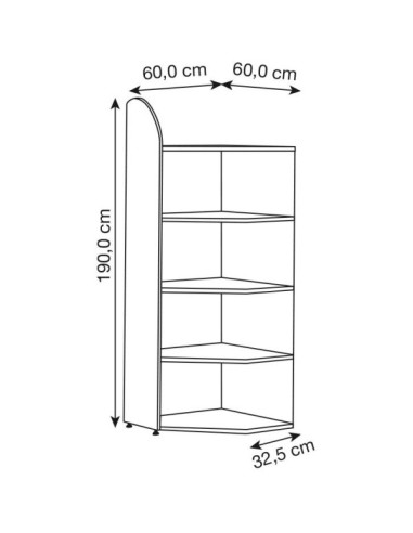 Dante Eckregal grau 5 Fachböden