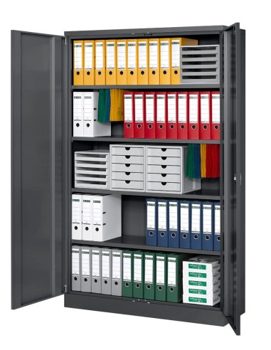 Wolfstahl Büro Stahlschrank - Aktenschrank Anthrazit abschliessbar 120x42x195cm, aufgebaut