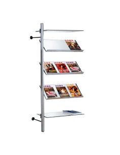 Prospektelement mit 2 Glas-Ablageböden und 3 Prospekt-Schrägböden