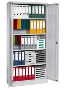 Wolfstahl Büro Stahlschrank - Aktenschrank Lichtgrau abschliessbar 92x42x195cm, aufgebaut 2