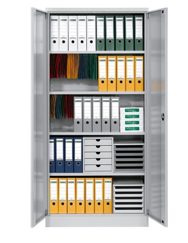 Wolfstahl Büro Stahlschrank - Aktenschrank Lichtgrau abschliessbar 92x42x195cm, aufgebaut